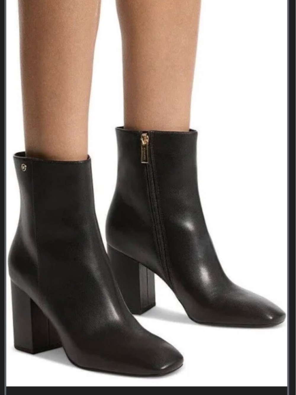 Michael Kors Black Leather Block Heel Ankle Booties
